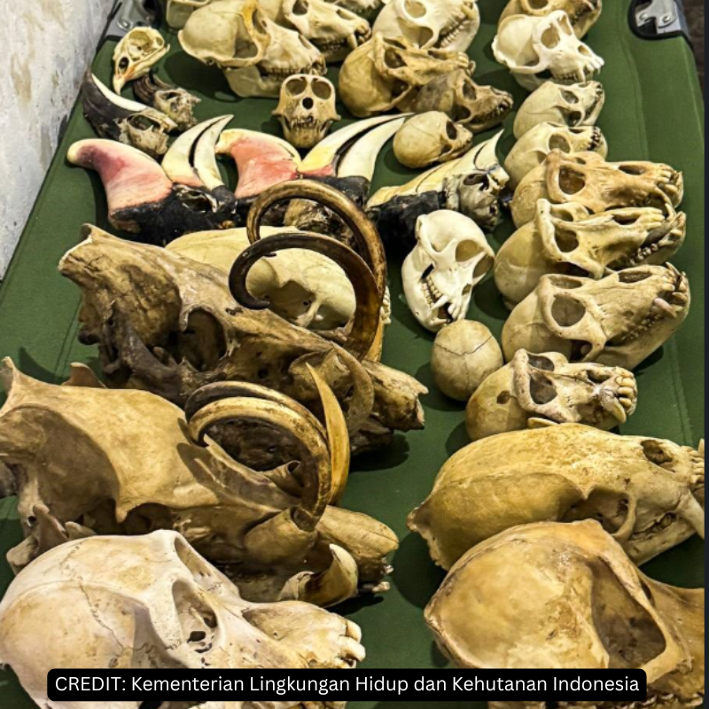 assorted skulls confiscated from illegal trade